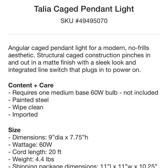 Urban Outfitters Talia Caged Pendant Light - Picture 2 of 5